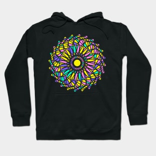 Geometric repeated elements in round ornament in random bright neon colors Hoodie